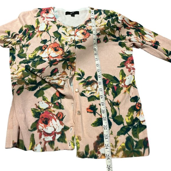 GNW Floral Cardigan Size Large Button Down Pale Pink Very Pretty Rayon - Picture 11 of 13